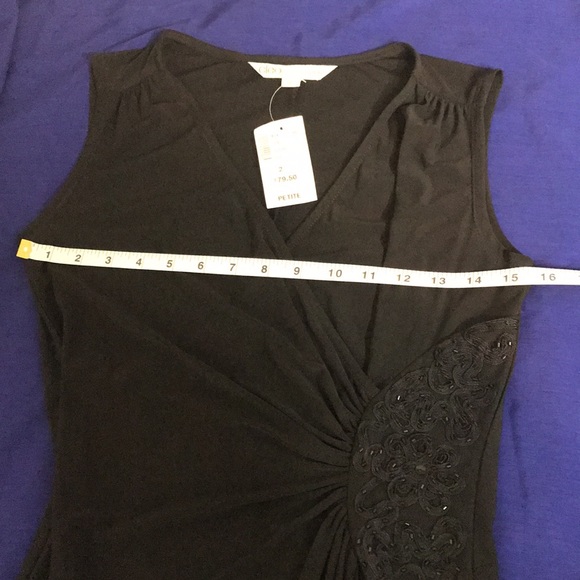 NWT Black Cleo Dress; Partial Side Ruching with Beading & Embroidery Detail; 2P - Picture 15 of 16